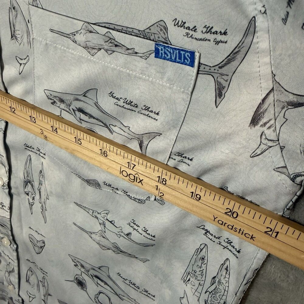 RSVLTS Discovery Shark Week Shirt Men M Scientific Illustration KUNUFLEX Blue View 6